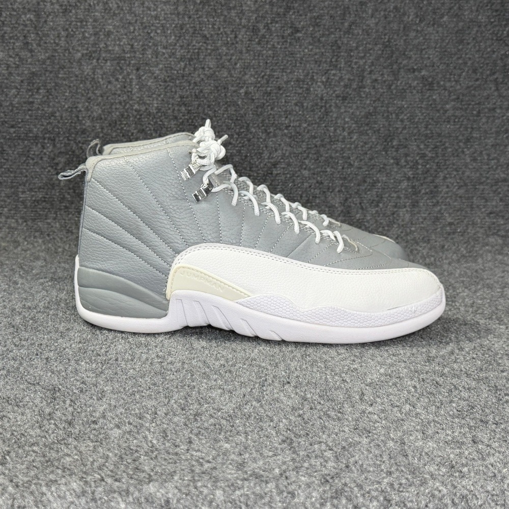 Jordan 12 Retro Shoes Men's 11 Stealth Grey White Athletic Hooping Sneakers